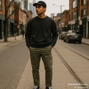 OAK + FORT | Size 32 | Olive Green Stretch Cotton Pants | Toronto Street Style